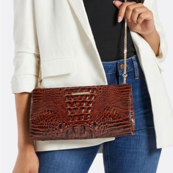 2 piece Brahmin crossbody/clutch and small card wallet Pecan Melbourne - Picture 1 of 10
